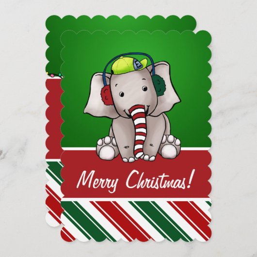 Elephant Christmas Card Einladung (Vorne/Hinten)