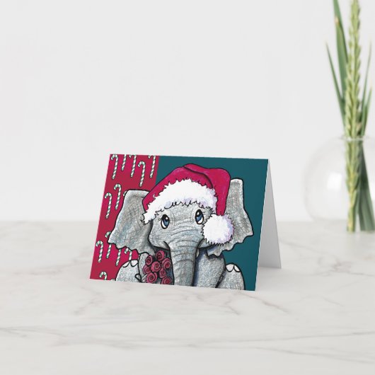 Elephant Christmas Card Feiertagskarte (Vorderseite)