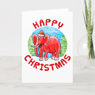 Elephant Christmas Card Wildlife Nature Funny Dankeskarte
