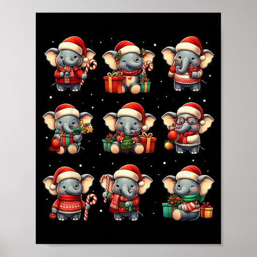 Elephant Christmas Funny Elephant Lover Pajama Men Poster (Vorne)