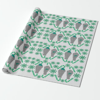 Elephant Christmas Green Packpapier