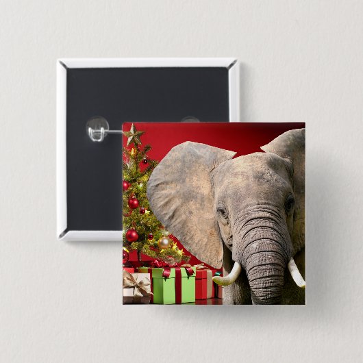 Elephant Christmas Greetings Button (Vorne & Hinten)