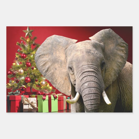 Elephant Christmas Greetings Geschenkpapier Set (Vorderseite 3)