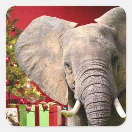Elephant Christmas Greetings Quadratischer Aufkleber