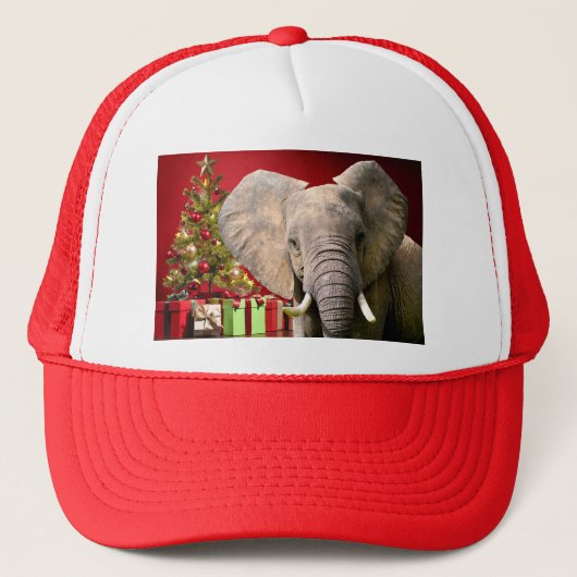 Elephant Christmas Greetings Truckerkappe (Vorderseite)