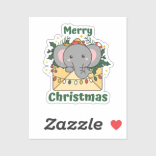 Elephant Christmas Letter Winter Animals Elephants Aufkleber