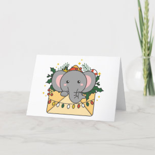 Elephant Christmas Letter Winter Animals Elephants Feiertagskarte