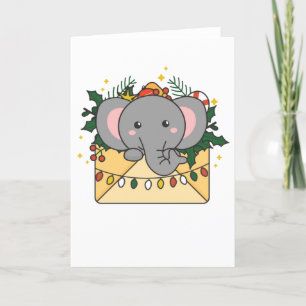 Elephant Christmas Letter Winter Animals Elephants Feiertagskarte