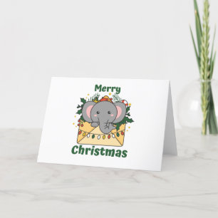 Elephant Christmas Letter Winter Animals Elephants Feiertagskarte