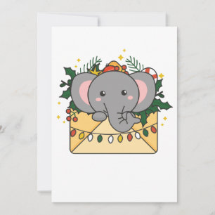 Elephant Christmas Letter Winter Animals Elephants Feiertagskarte