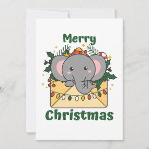 Elephant Christmas Letter Winter Animals Elephants Feiertagskarte