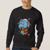 Elephant Christmas Lights Led   Santa Hat Christma Sweatshirt (Vorderseite)