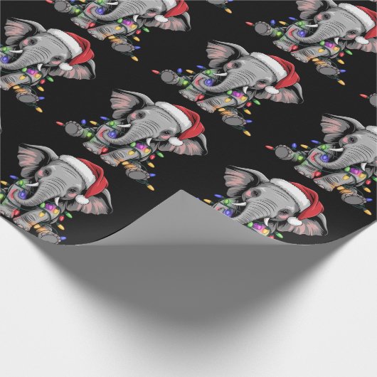 Elephant Christmas Lights Xmas Holiday Wild Animal Geschenkpapier (Ecke)