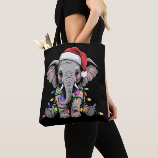 Elephant Christmas Lights Xmas Holiday Wild Animal Tasche (Von Nahem)