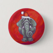 Elephant Christmas on Red Button (Vorderseite)