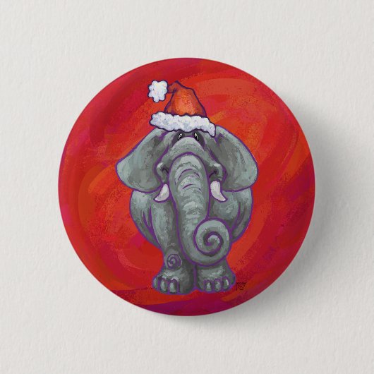 Elephant Christmas on Red Button (Vorderseite)