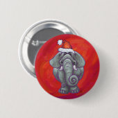 Elephant Christmas on Red Button (Vorne & Hinten)