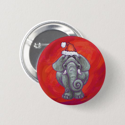 Elephant Christmas on Red Button (Vorne & Hinten)