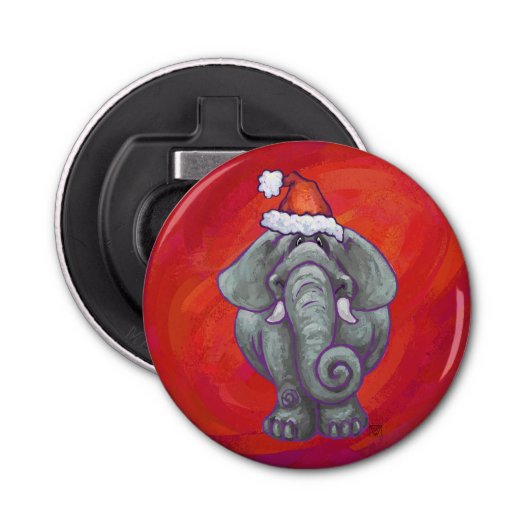Elephant Christmas on Red Flaschenöffner (Vorderseite)