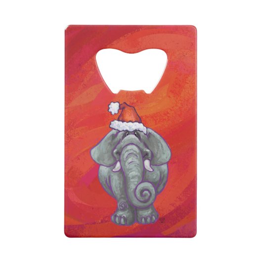 Elephant Christmas on Red Geldbeutel Flaschenöffner (Vorderseite)