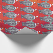 Elephant Christmas on Red Geschenkpapier (Ecke)