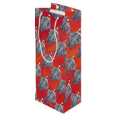 Elephant Christmas on Red Geschenktüte Für Weinflaschen (Rückseite Schrägansicht)