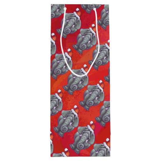 Elephant Christmas on Red Geschenktüte Für Weinflaschen (Rückseite)