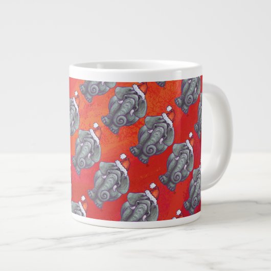 Elephant Christmas on Red Jumbo-Tasse (Vorderseite Rechts)