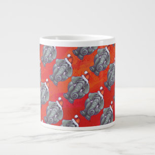 Elephant Christmas on Red Jumbo-Tasse