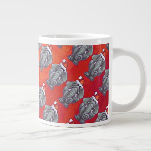 Elephant Christmas on Red Jumbo-Tasse (Rechts)