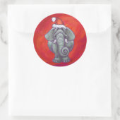 Elephant Christmas on Red Runder Aufkleber (Tasche)