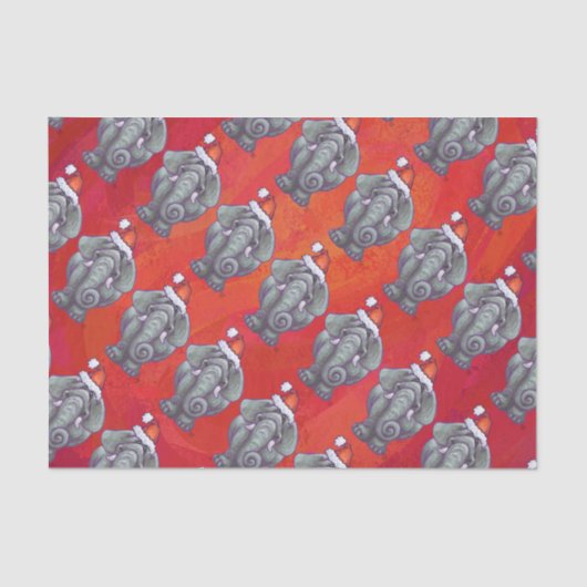 Elephant Christmas on Red Seidenpapier (Vorderseite)