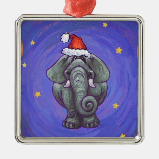 Elephant Christmas Ornament Aus Metall (Vorne)