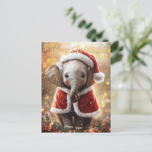 Elephant Christmas Postkarte (Stehend Vorderseite)