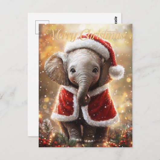Elephant Christmas Postkarte (Vorne/Hinten)