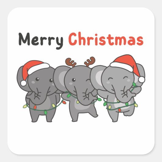 Elephant Christmas Quadratischer Aufkleber (Vorderseite)