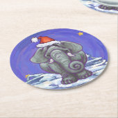 Elephant Christmas Runder Pappuntersetzer (Angewinkelt)