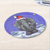 Elephant Christmas Runder Pappuntersetzer (Angewinkelt)