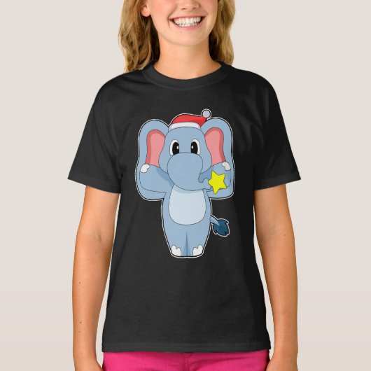 Elephant Christmas Santa hat T-Shirt (Vorderseite)