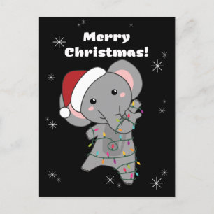 Elephant Christmas Snow Winter Animals Elephants Feiertagspostkarte