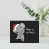 Elephant Christmas Snow Winter Animals Elephants P Postkarte (Stehend Vorderseite)