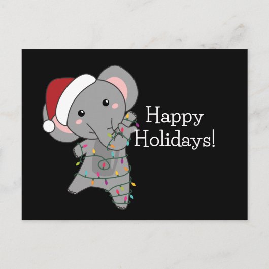 Elephant Christmas Snow Winter Animals Elephants P Postkarte (Vorderseite)