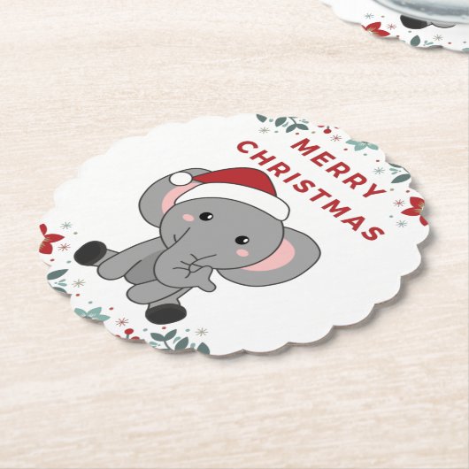 Elephant Christmas Snow Winter Animals Elephants P Untersetzer (angewinkelt)