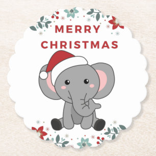 Elephant Christmas Snow Winter Animals Elephants P Untersetzer