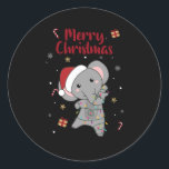 Elephant Christmas Snow Winter Animals Elephants Runder Aufkleber<br><div class="desc">The elephant at Christmas with fairy lights. Funny animals with gifts and snow for the holidays. Also funny for Christmas in July. Elephants are cute animals and perfect for Christmas.</div>
