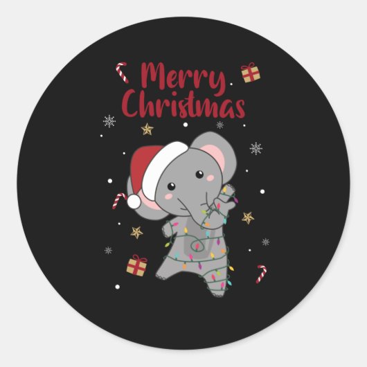 Elephant Christmas Snow Winter Animals Elephants Runder Aufkleber (Vorderseite)