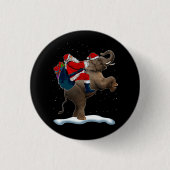Elephant Christmas Tree Light Hat Xmas Santa Ridin Button (Vorderseite)