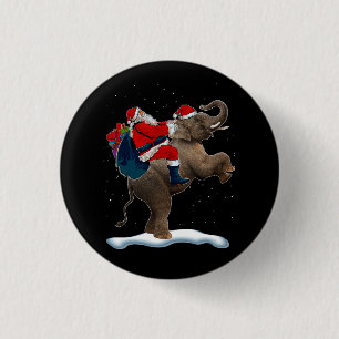 Elephant Christmas Tree Light Hat Xmas Santa Ridin Button
