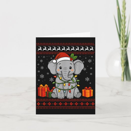 Elephant Christmas Ugly Sweater Elephant Graphic Karte (Vorderseite)