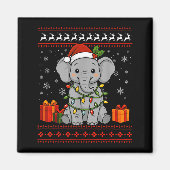 Elephant Christmas Ugly Sweater Elephant Graphic Magnet (Vorne)